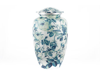 Bloemenurn blauw wit - groot