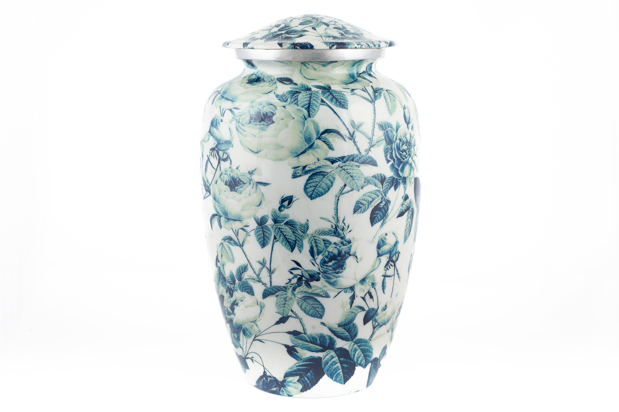 Bloemenurn blauw wit - groot