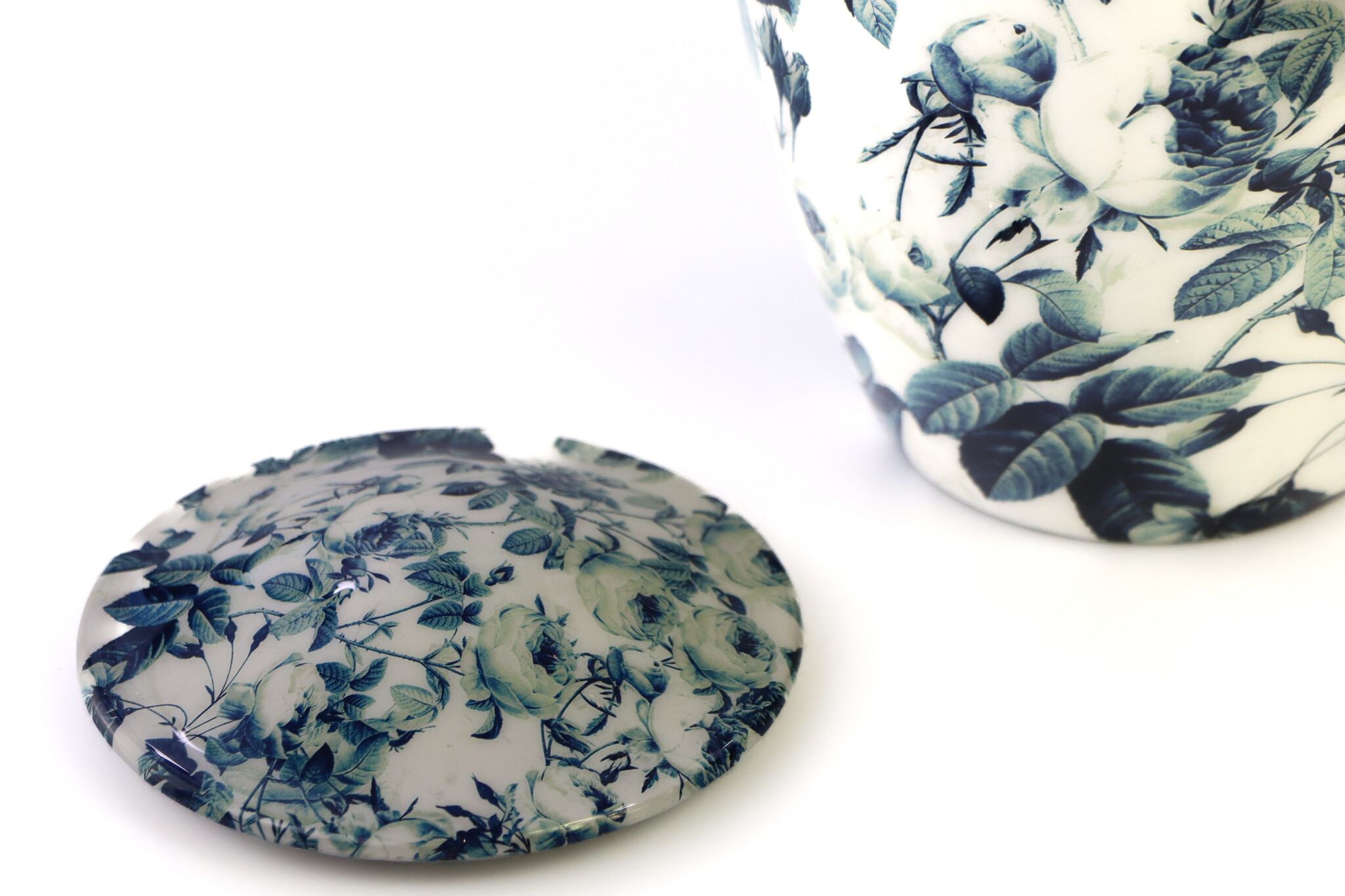 Bloemenurn blauw wit - groot