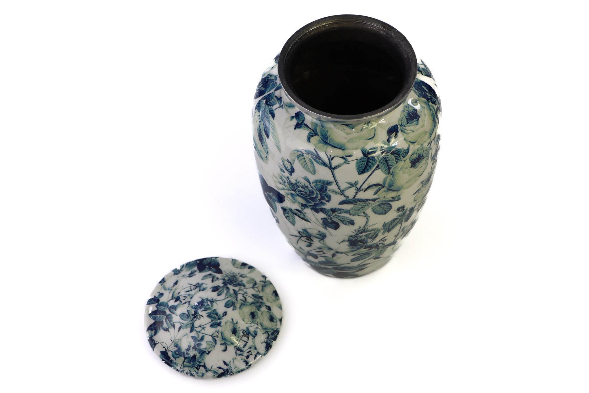 Bloemenurn blauw wit - groot