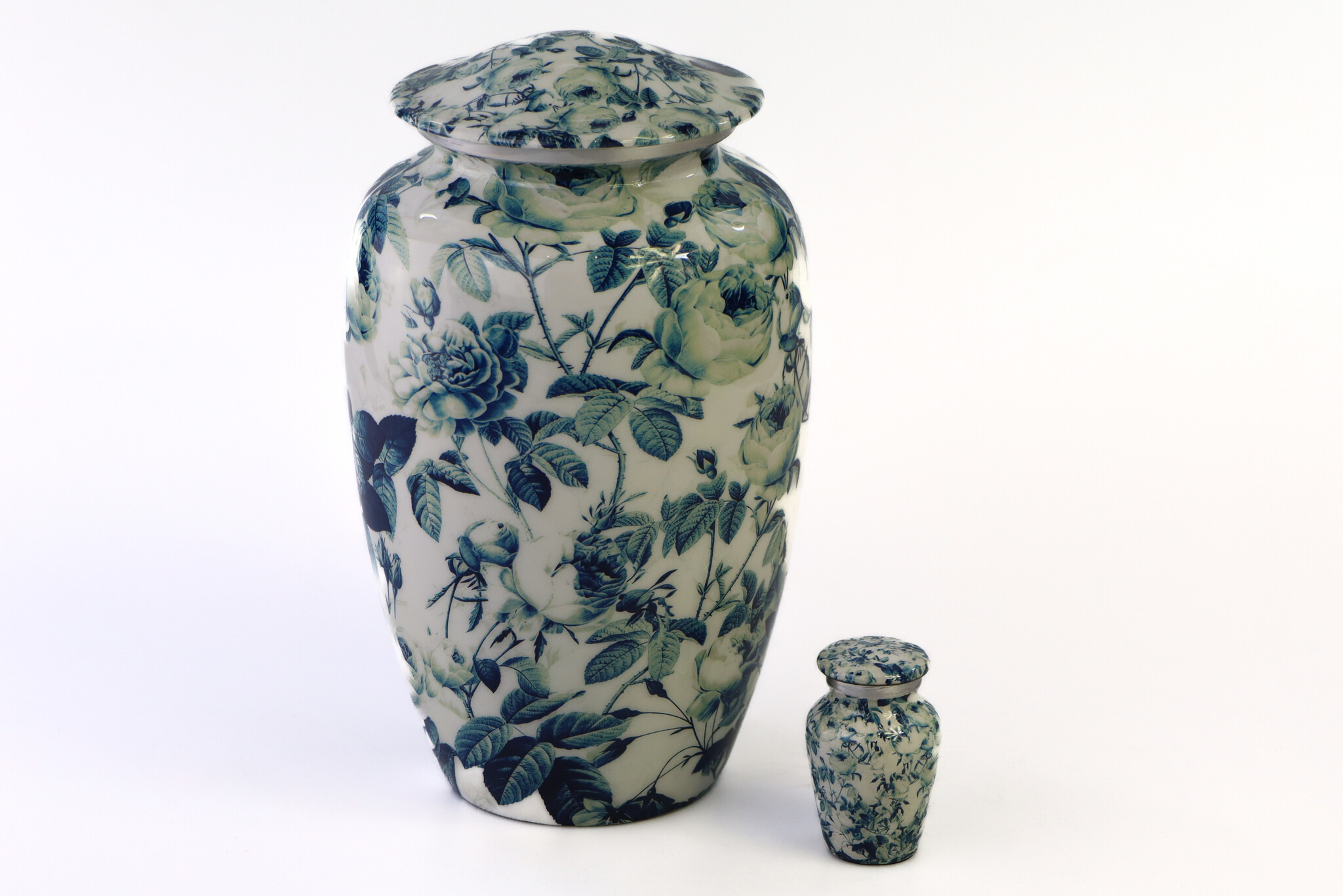 Bloemenurn blauw wit - groot