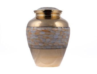 Messing urn afgewerkt met parelmoer - groot