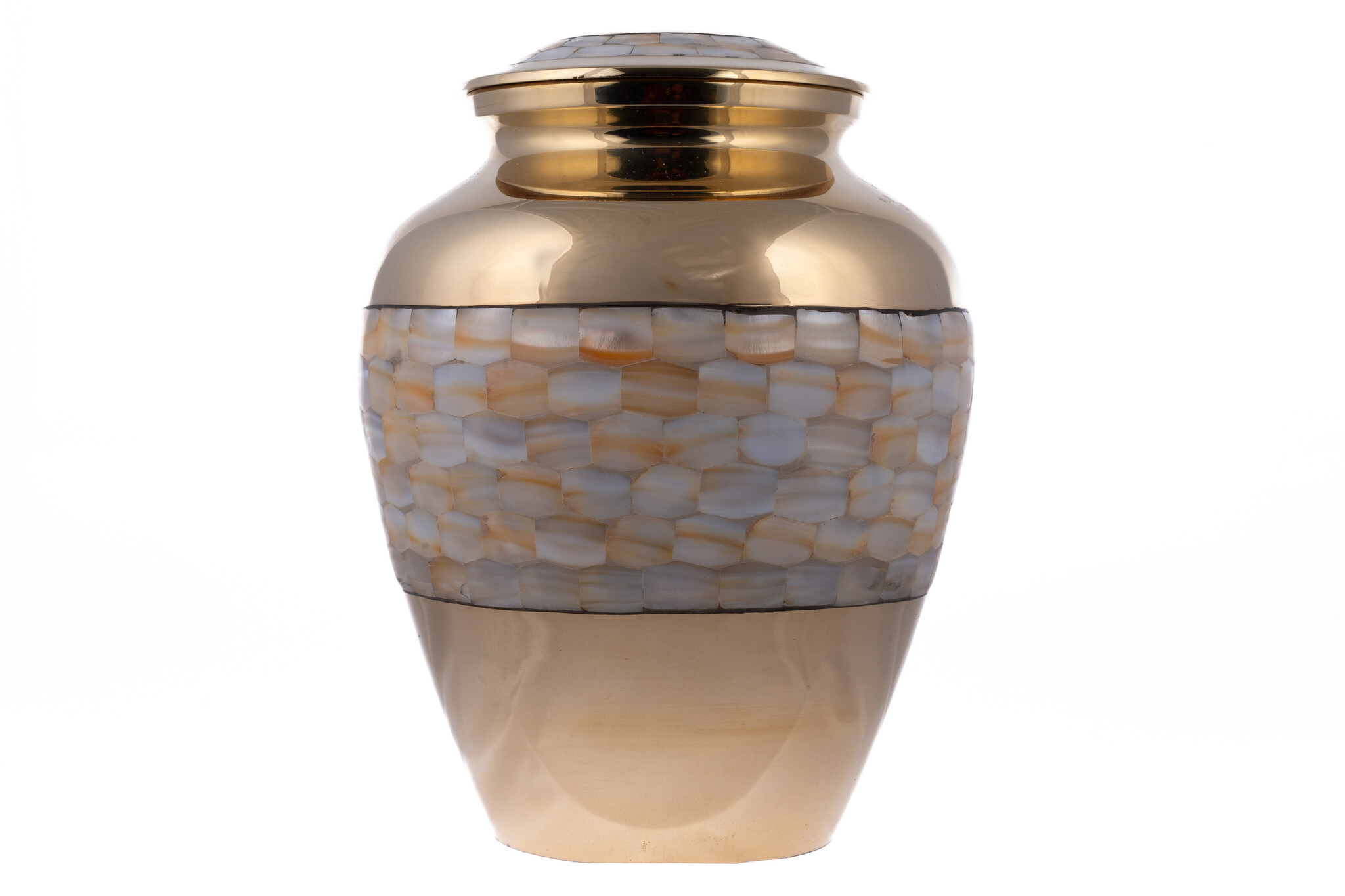 Messing urn afgewerkt met parelmoer - groot