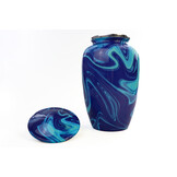 Eigentijdse licht donkerblauwe urn - groot