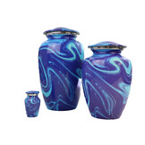 Eigentijdse licht donkerblauwe urn - groot