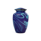 Eigentijdse licht donkerblauwe urn - medium