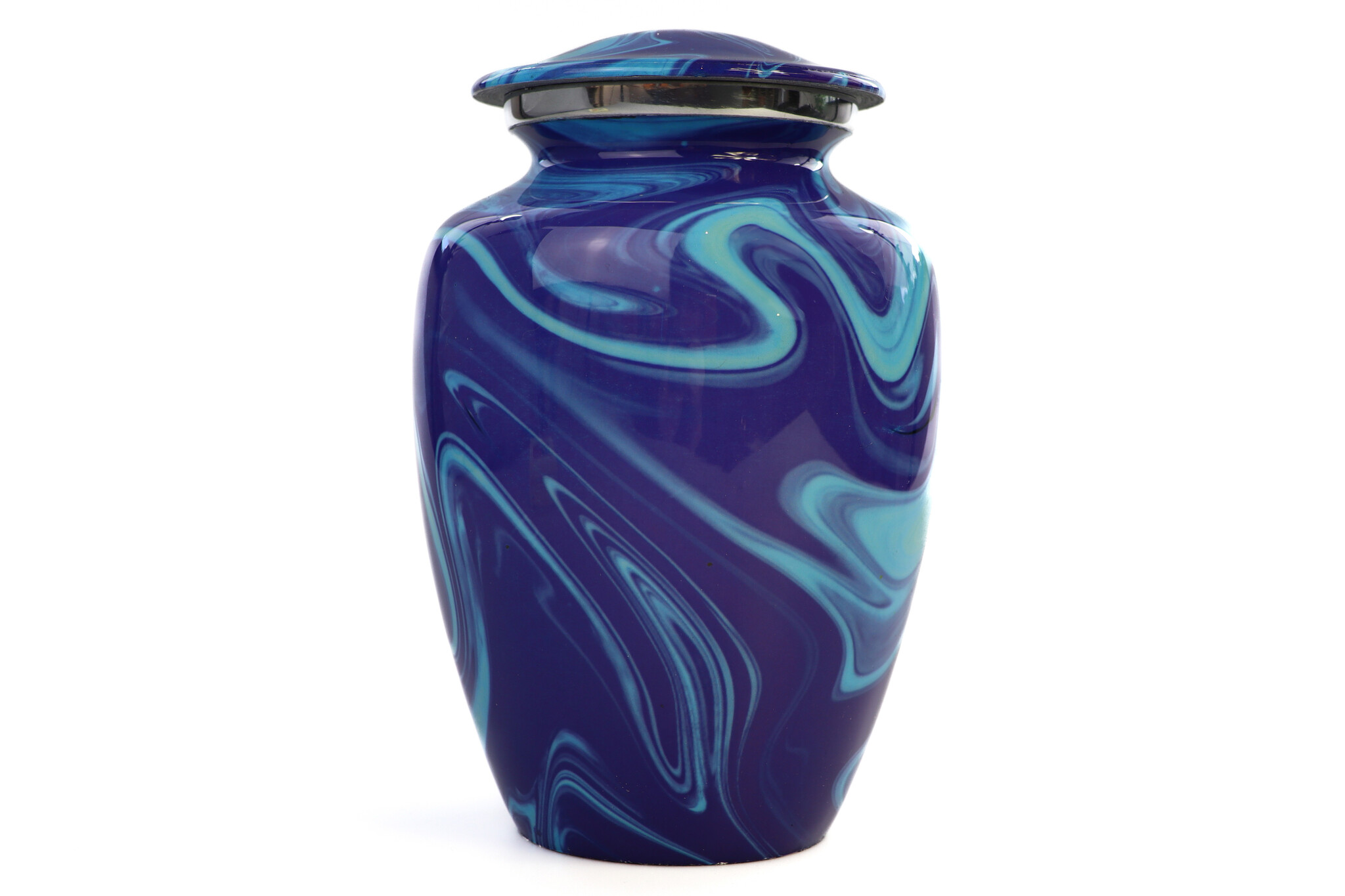 Eigentijdse licht donkerblauwe urn - medium