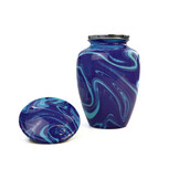 Eigentijdse licht donkerblauwe urn - medium