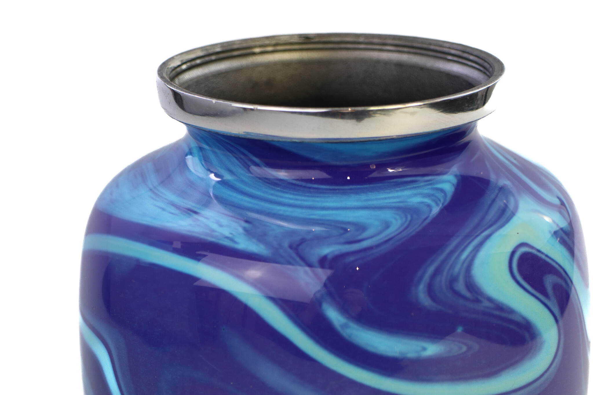 Eigentijdse licht donkerblauwe urn - medium