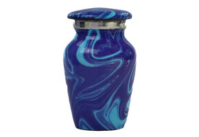 Eigentijdse licht donkerblauwe urn - mini