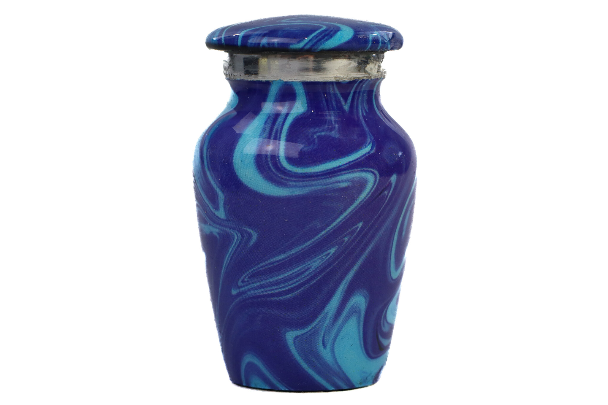 Eigentijdse licht donkerblauwe urn - mini