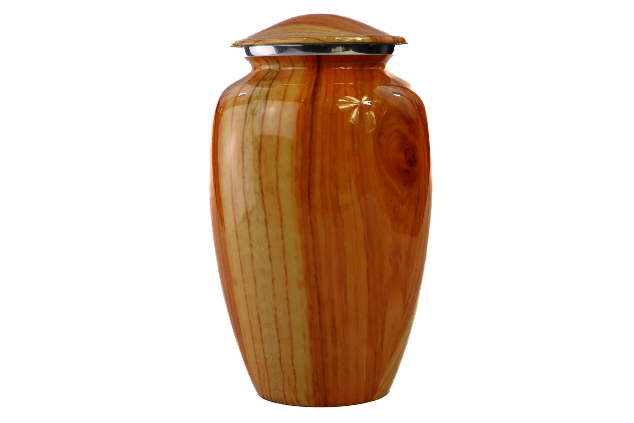 Lichtgekleurde urn met verticaal houteffect - groot