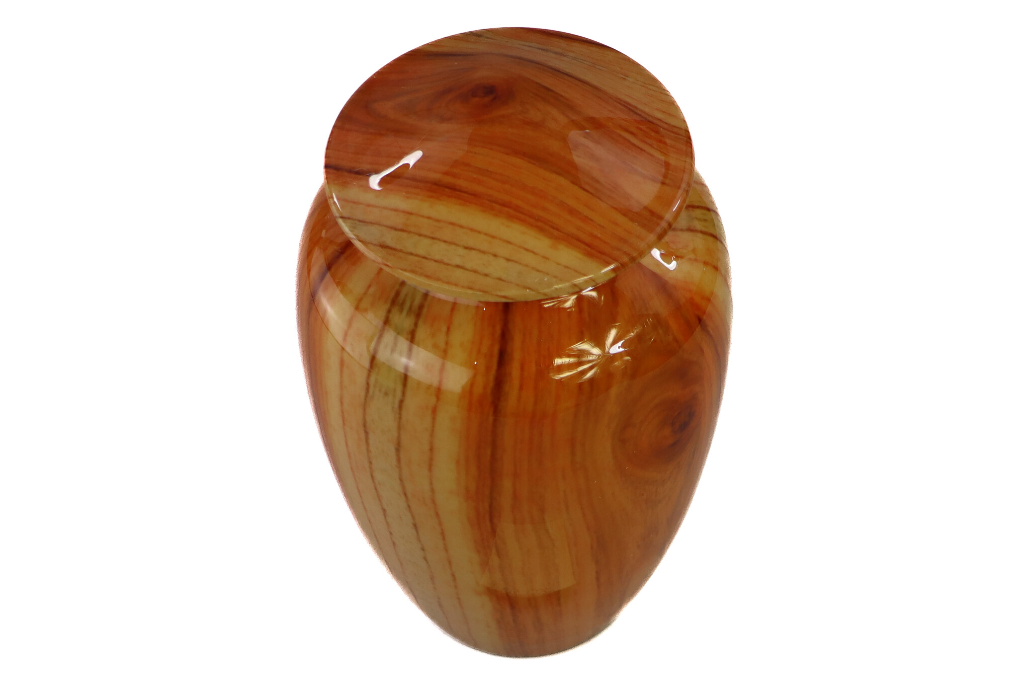 Lichtgekleurde urn met verticaal houteffect - groot