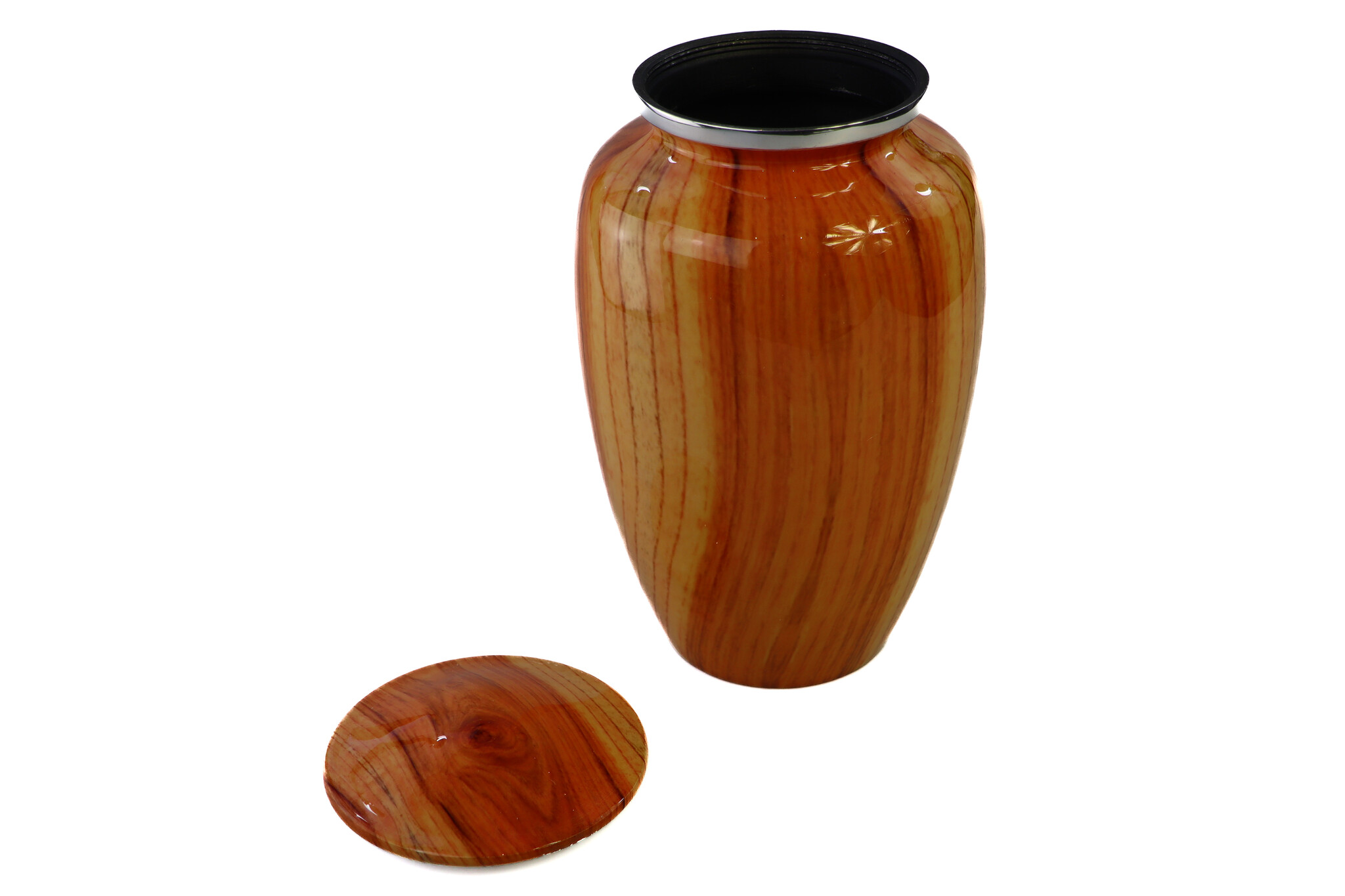 Lichtgekleurde urn met verticaal houteffect - groot