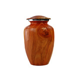 Lichtgekleurde urn met verticaal houteffect - medium