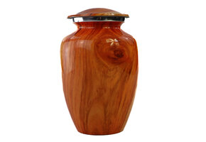 Lichtgekleurde urn met verticaal houteffect - medium