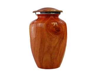 Lichtgekleurde urn met verticaal houteffect - medium