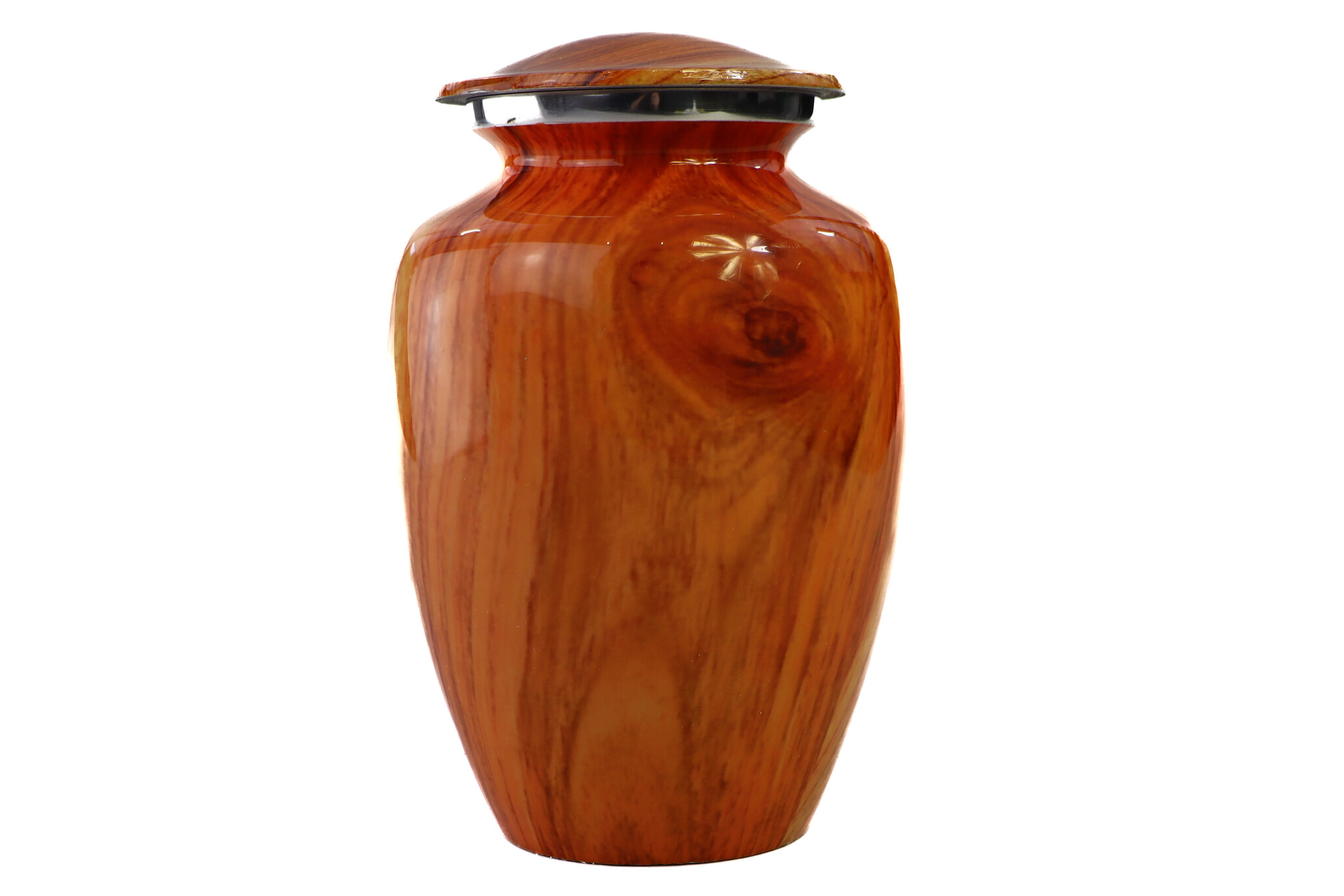 Lichtgekleurde urn met verticaal houteffect - medium