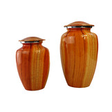 Lichtgekleurde urn met verticaal houteffect - medium