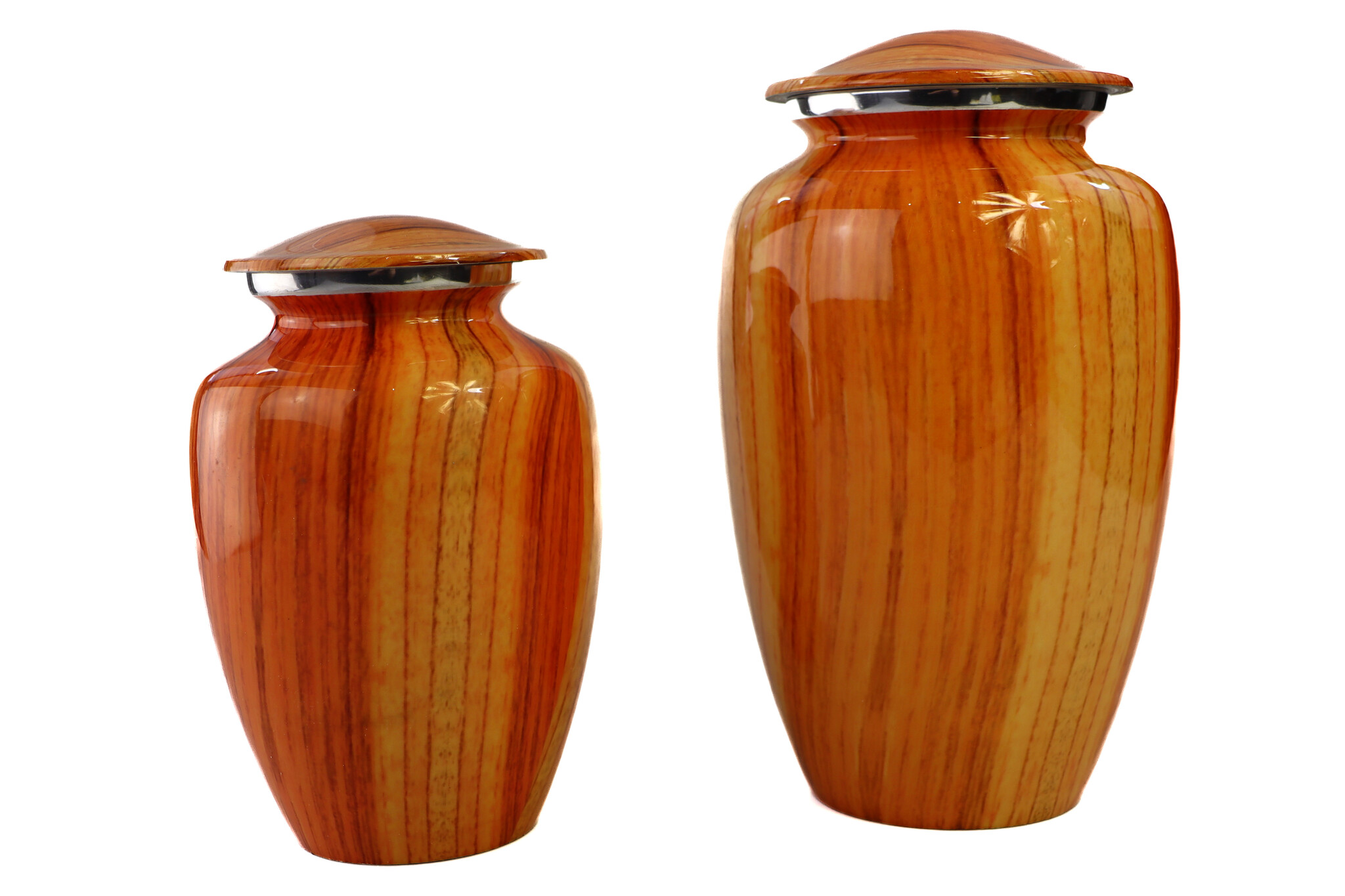 Lichtgekleurde urn met verticaal houteffect - medium