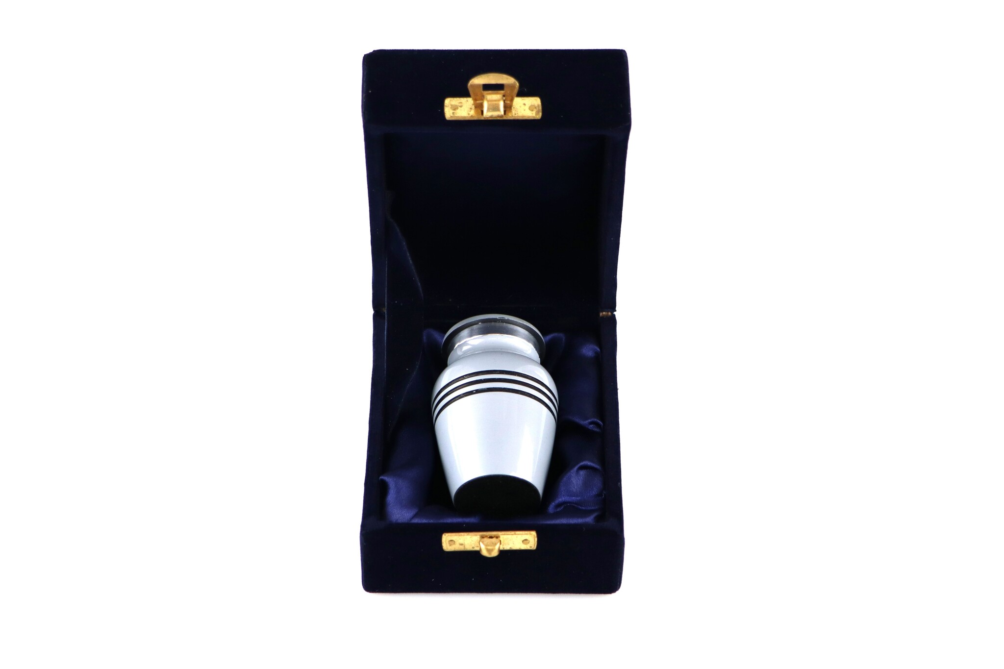 Modern grijs gekleurde mini urn 3 zwarte lijnen