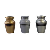 Modern grijs gekleurde mini urn 3 zwarte lijnen