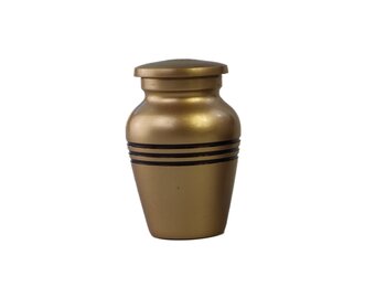 Messingkleurige mini urn 3 zwarte lijnen