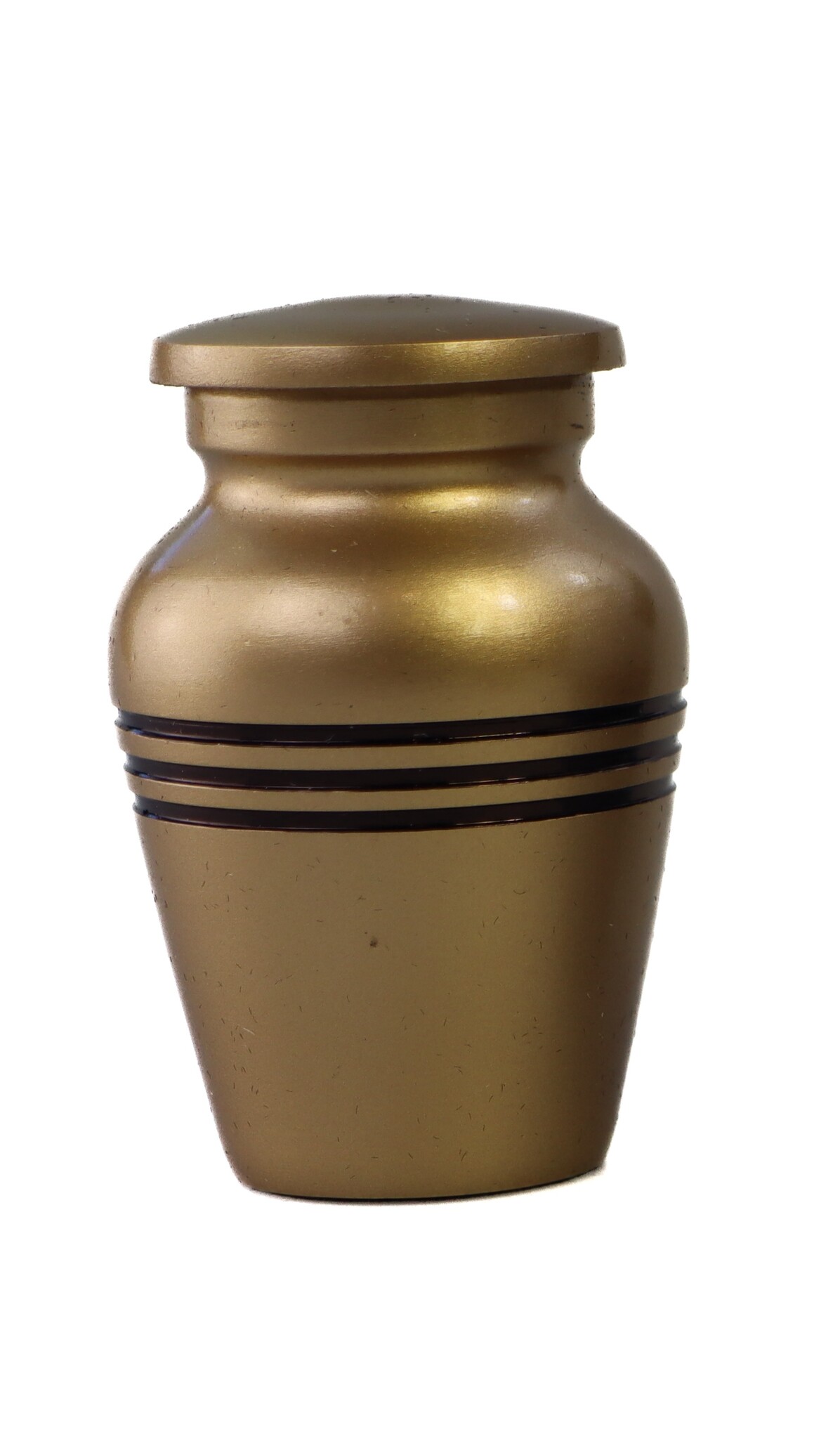 Messingkleurige mini urn 3 zwarte lijnen