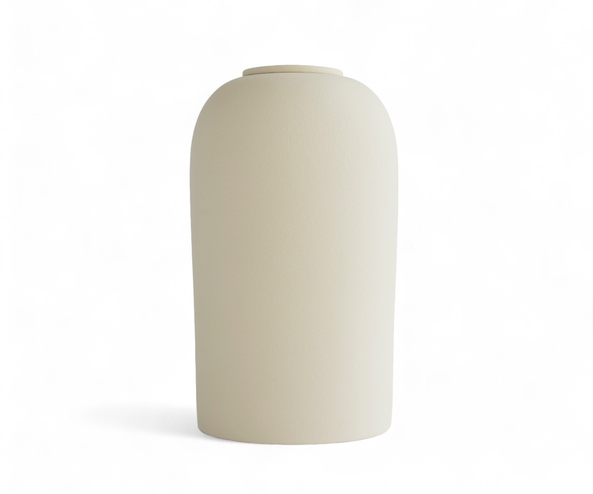PELION – handgemaakte eco urn in zacht beige engobe