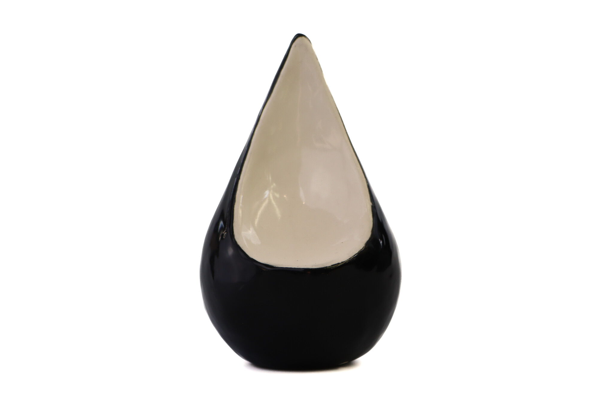 Handgemaakte mini traan urn zwart en zacht wit