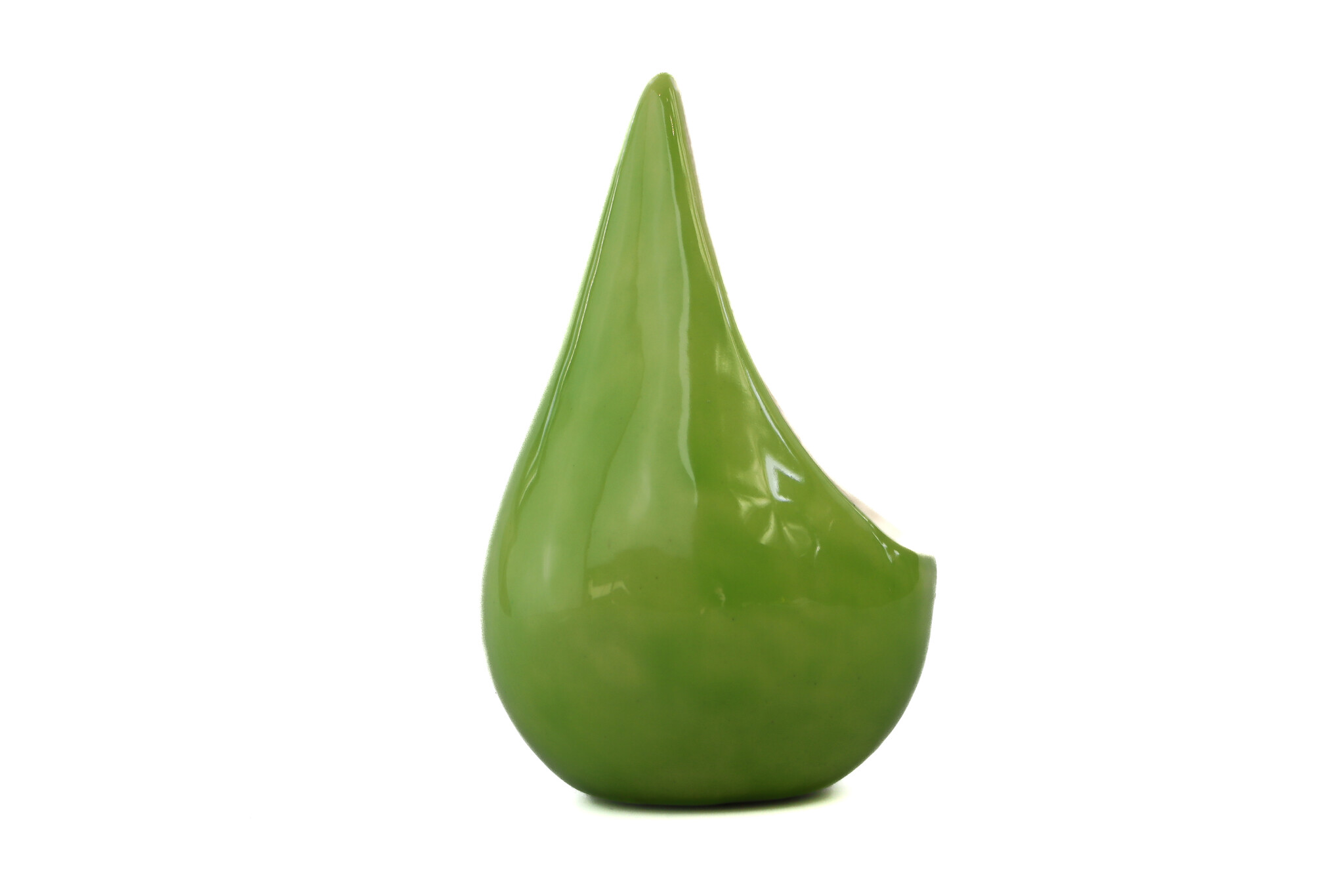 Handgemaakte mini traan urn groen en zacht wit