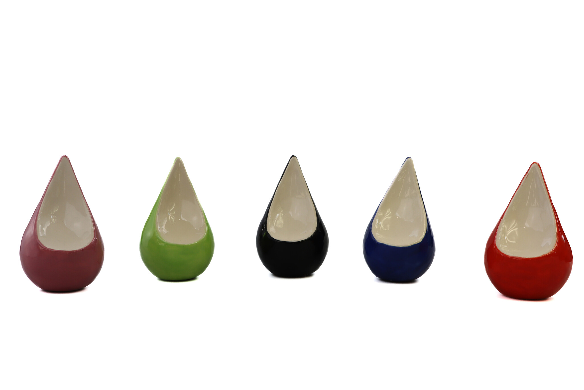 Handgemaakte mini traan urn bordeauxrood en zacht wit