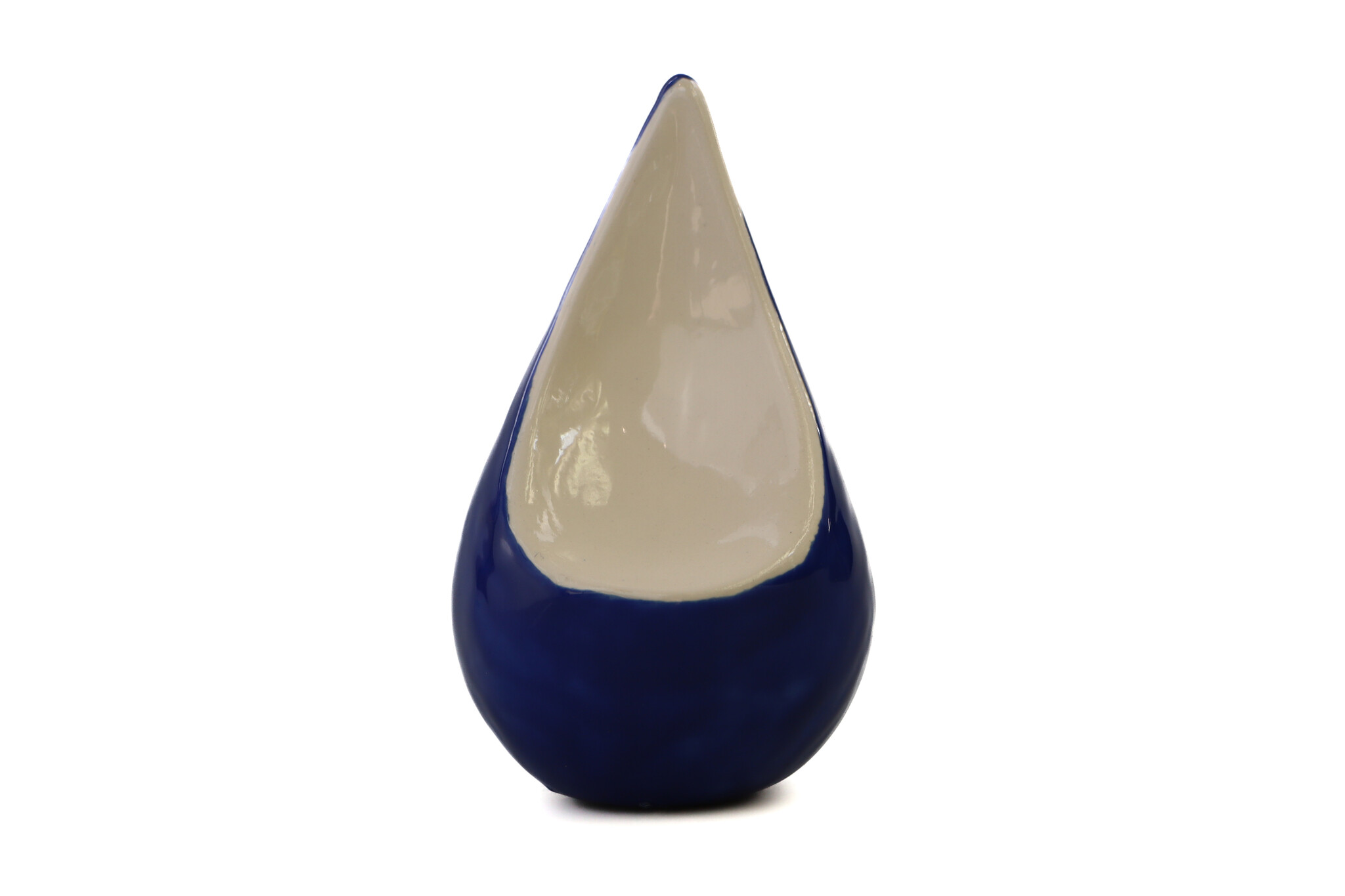 Handgemaakte mini traan urn blauw en zacht wit