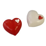 Rode mini hart urn met wit hartje