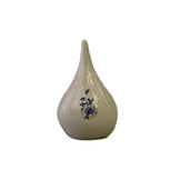 Witte druppel urn met delftsblauwe bloem