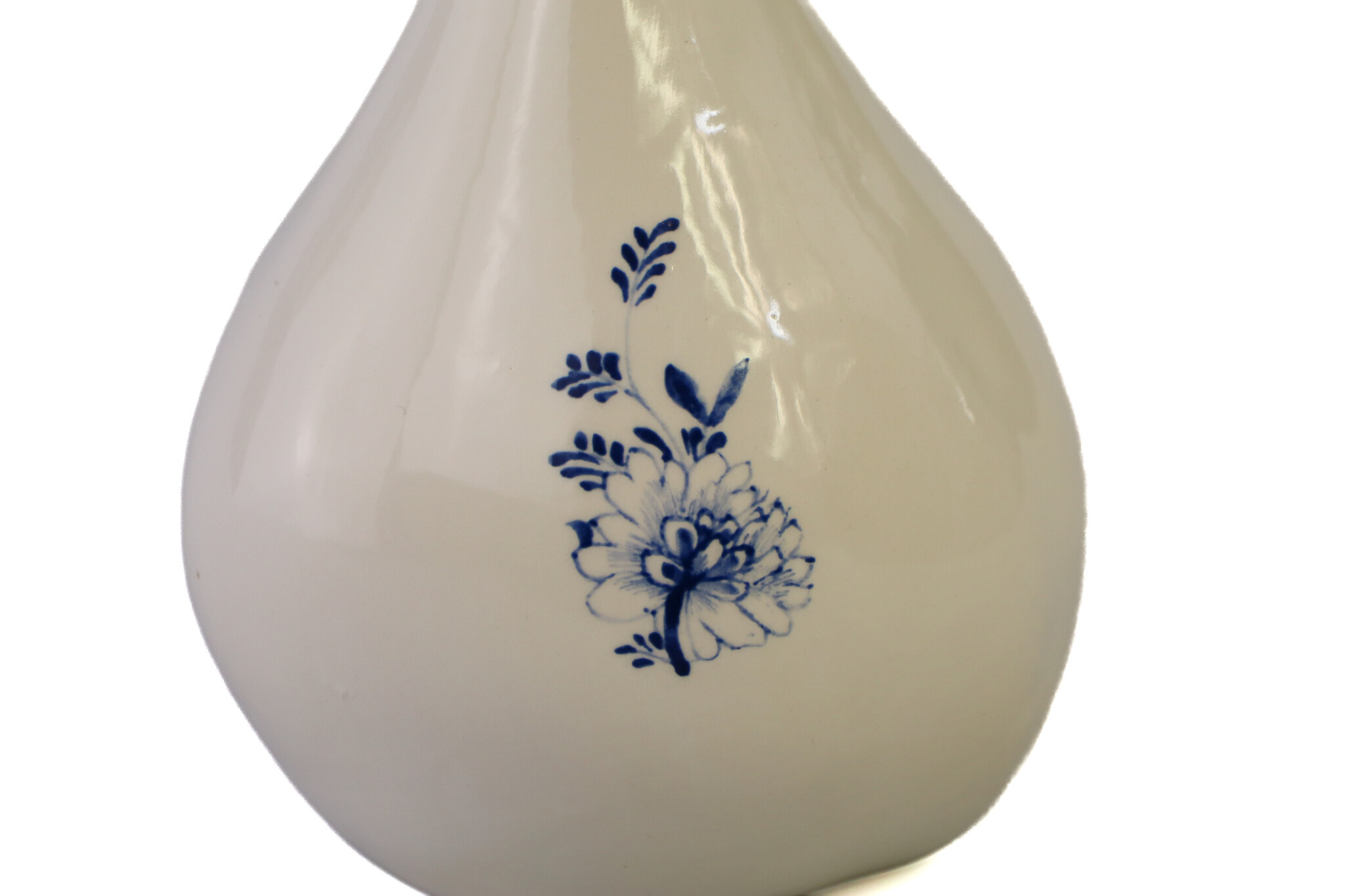Witte druppel urn met delftsblauwe bloem