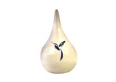 Witte druppel urn met delftsblauwe kolibrie