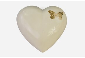 Mini urn wit creme met goudkleurige vlinder