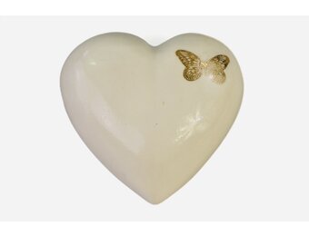 Mini urn wit creme met goudkleurige vlinder