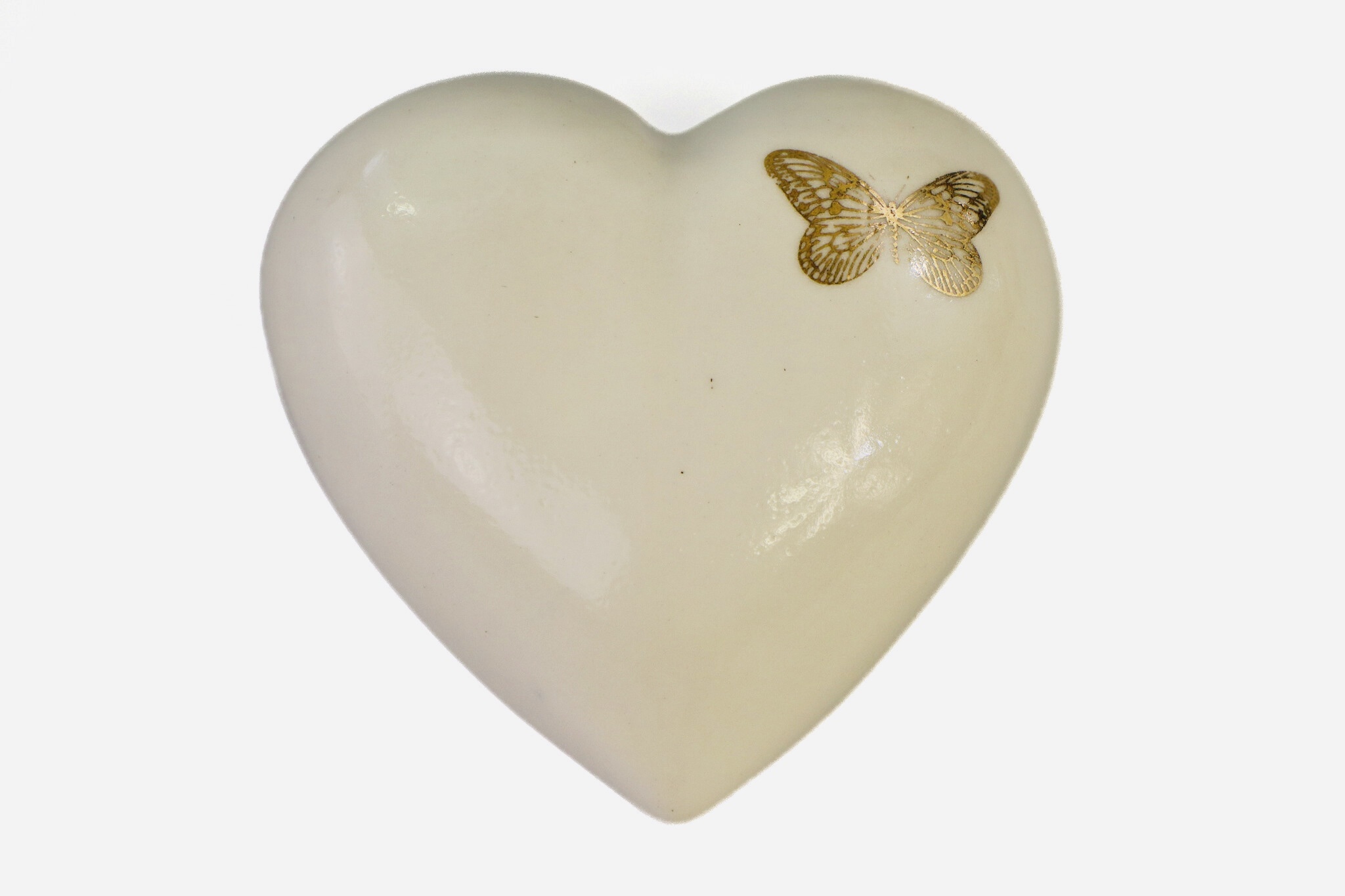 Mini urn wit creme met goudkleurige vlinder