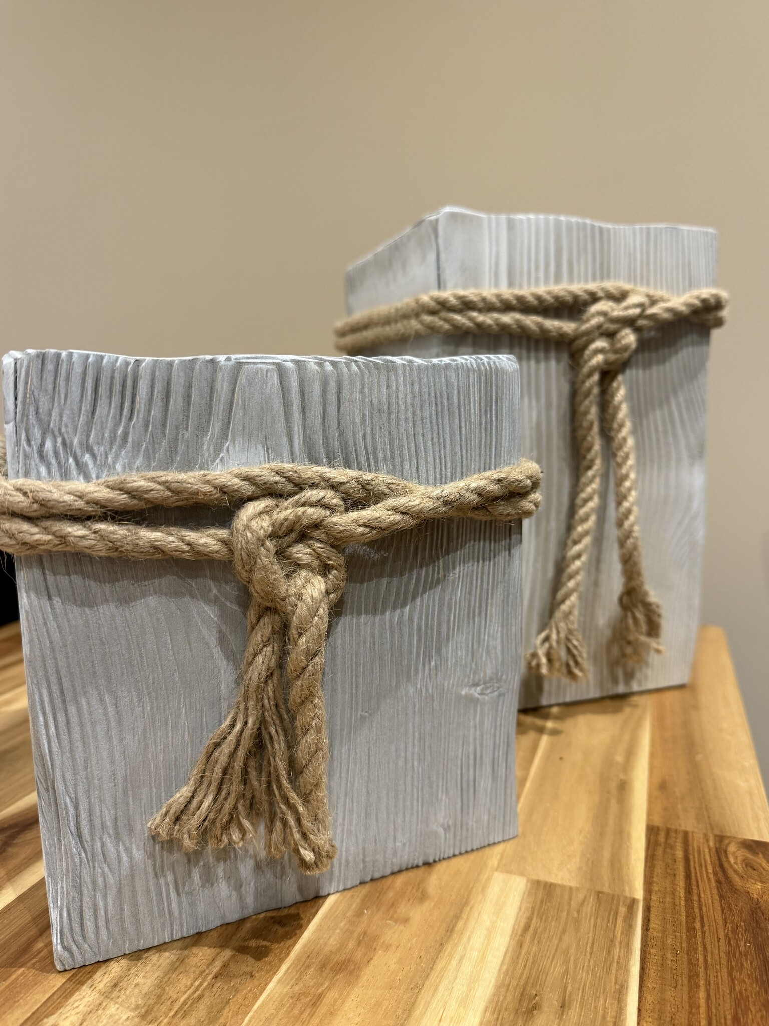 Vintage urn hout - 6 liter