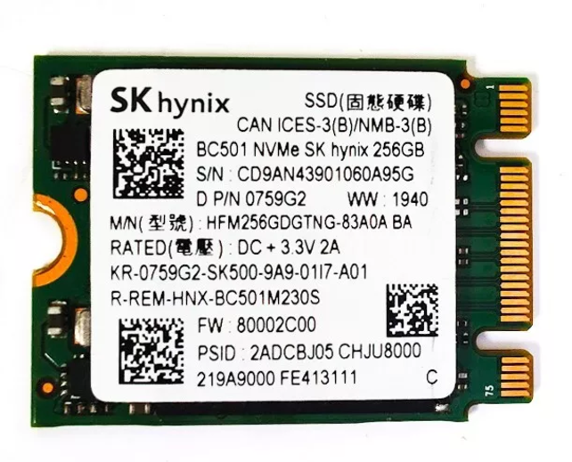 SKhynix 256GB SSD HFM256GDGTNG-83A0A