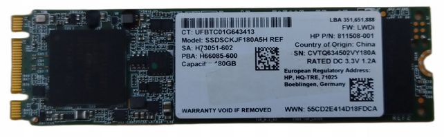 Intel 180GB M.2 SSD SSDSCKJF180A5H