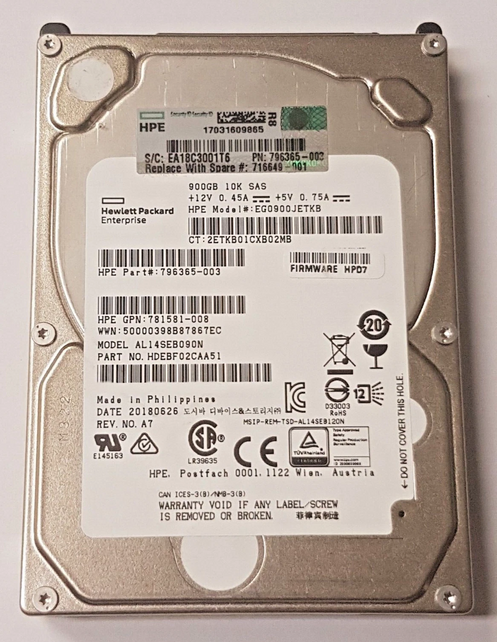HPE 900GB SAS 10K  EG0900JETKB