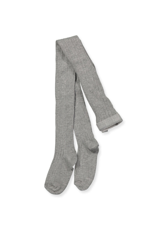 Cotton rib tights - Grey Melange