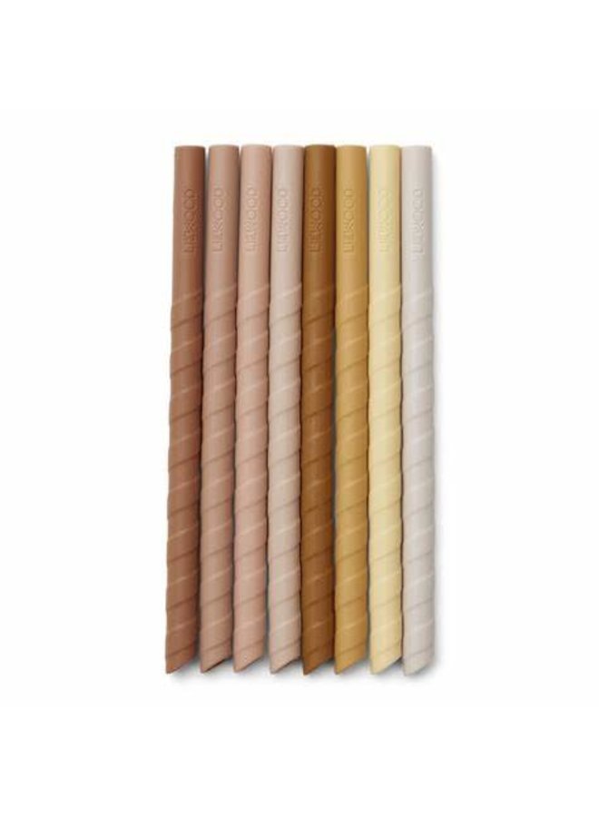 Zoe straw set - 8 pack - Rose multi mix