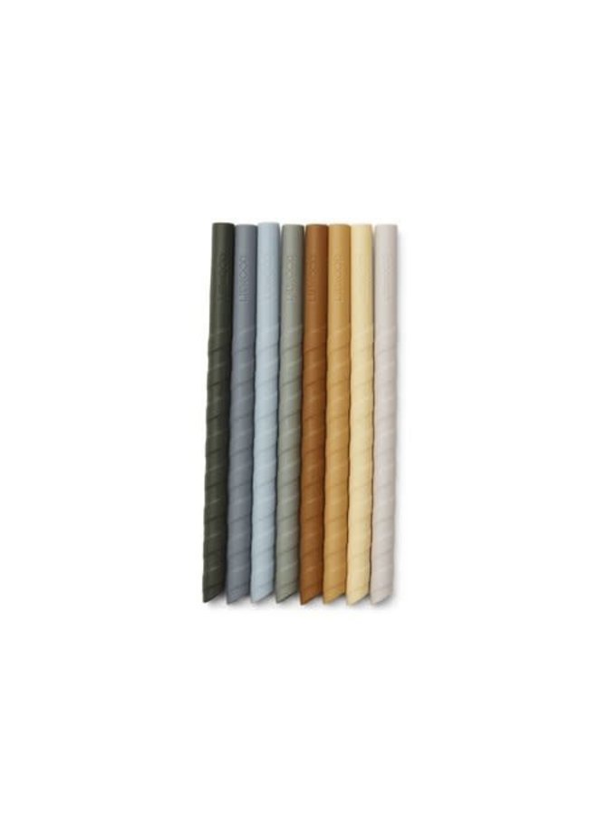 Zoe straw set - 8 pack - Blue multi mix