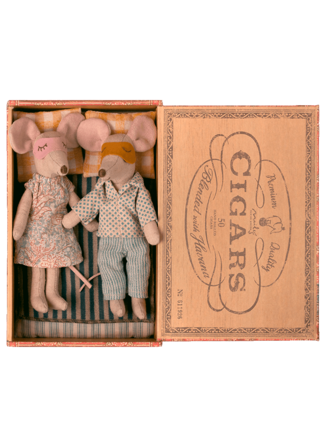 Mum & Dad mice in cigarbox