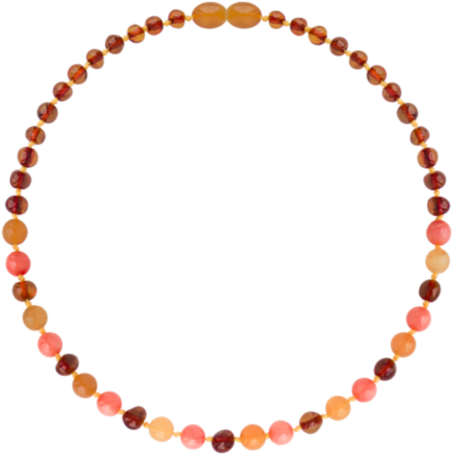 Amber Barnsteen ketting  kind 38cm - Cognac aventurijn koraal
