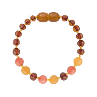 Amber Barnsteen armband kind 16cm - Cognac aventurijn koraal